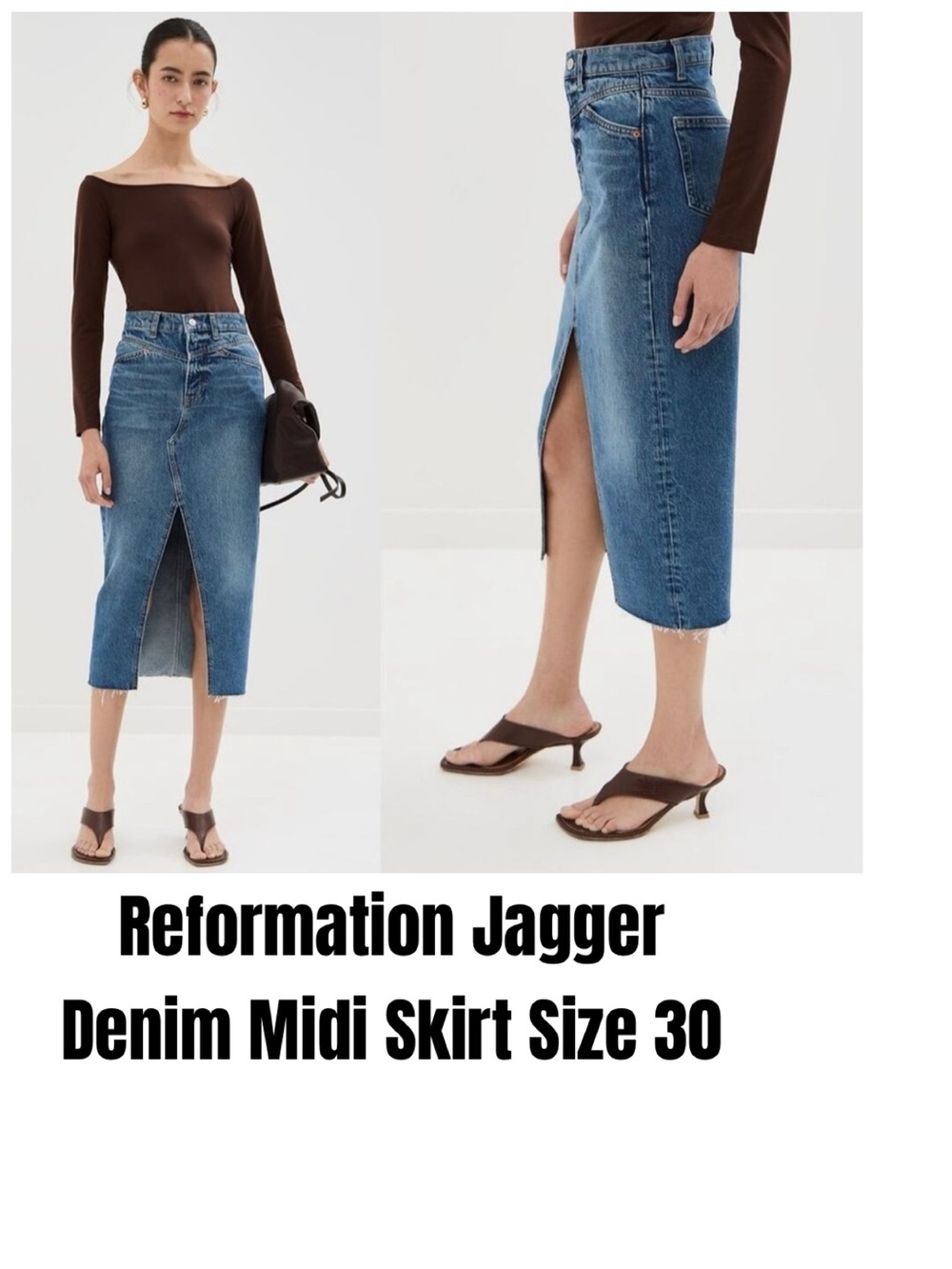Reformation Jagger Denim Midi Skirt Wash:
HEMLOCK Size 30